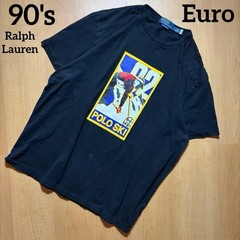 POLO RALPH LAUREN 90s POLO SKI Graphic T Shirt Black Large Vintage