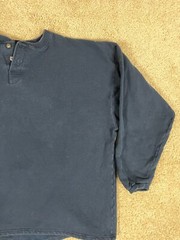Champion Pullover Henley T-Shirt Mens XLBT Regular Fit Ribbed Cuff Sleeve Blue