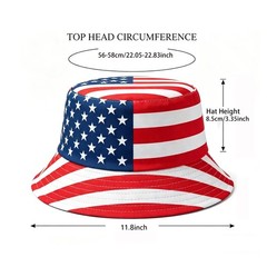 American-Flag-Bucket-Hat Reversible-Patriotic-USA-Cap Stars Stripes Outdoor F…