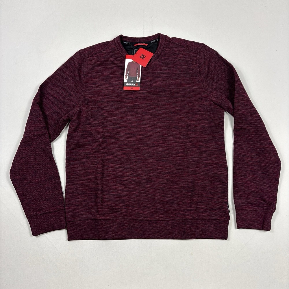 Gerry Men’s Thermal Long Sleeved Fleece Shirt Crew Neck Red Medium M