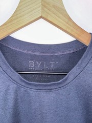 BYLT Premium Basics Men’s T-Shirt Large L Navy Basic Crew Split Hem Tee