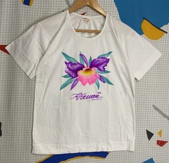 Vintage 60s Hawaii Tshirt Art Flower Floral Airbrush Medium Hawaiian Beach Retro
