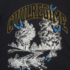 Civil Regime Shirt Mens Large Black Butterfly Nature Graphic Tee Streetwear