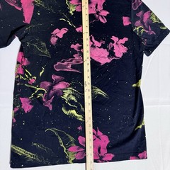 Nike Tee Shirt, AOP, Floral/Leaves/Galaxy, 100% Cotton, Black, Male, Medium