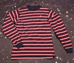 Vintage Polo Ralph Lauren Red & Blue Striped L/S T-shirt – Large – Made in USA