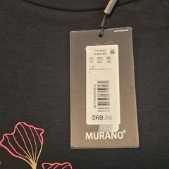 Murano Large Liquid Luxury Slim Fit Timeless Twenties LS T-Shirt Black NWT L1004