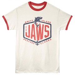 Jaws 70’s Movie Since 1975 Amity Island Beaches Closed Men’s Ringer T Shirt