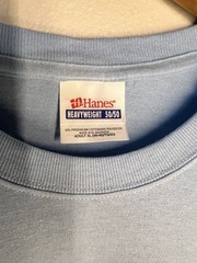 Hanes Heavyweight 50/50 Blank T-Shirt XL Light Blue Y2K Made in El Salvador
