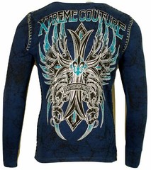 Xtreme Couture by AFFLICTION Men’s THERMAL T-Shirt BRONZE ARMS CROSS Biker