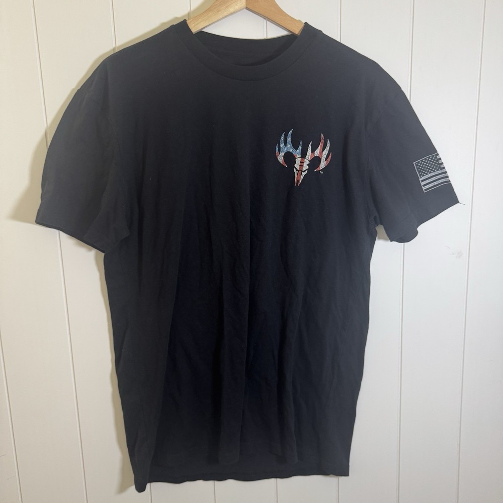 JEDCO Freedom Deer Skull Flag Graphic T Shirt Men’s Large Black Patriotic USA