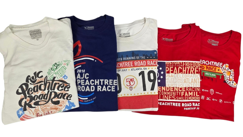 Peachtree Road Race T-Shirt Bundle Set of 5 2014, 2018, 2019 (2 Versions) & 2020