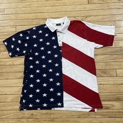 Redhead American Flag Shirt Men L vtg 90s y2k Asymmetric Cut &Sew Red White Blue