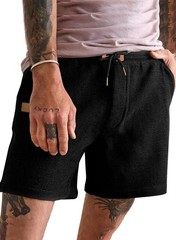 JMIERR Mens 5 Inch Shorts Summer Casual Waffle Stretch Waist Large, 01 Black