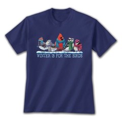 Winter T-shirt S M XL For the Birds Cotton NWT NEW Blue