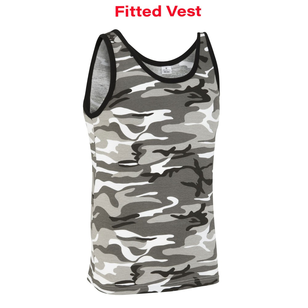 Army Vest Military Combat Singlet Sleeveless Fancy Tank Top US Urban Snow Camo