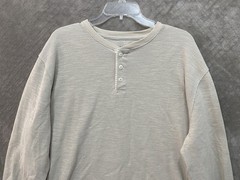 Lucky Brand Shirt Mens 2XL Beige Long Sleeve Henley Tagless Cotton Blend Casual