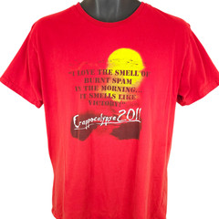 Crappocalypse 2011 T Shirt Mens Size Large Red Love The Smell Of Burnt Spam