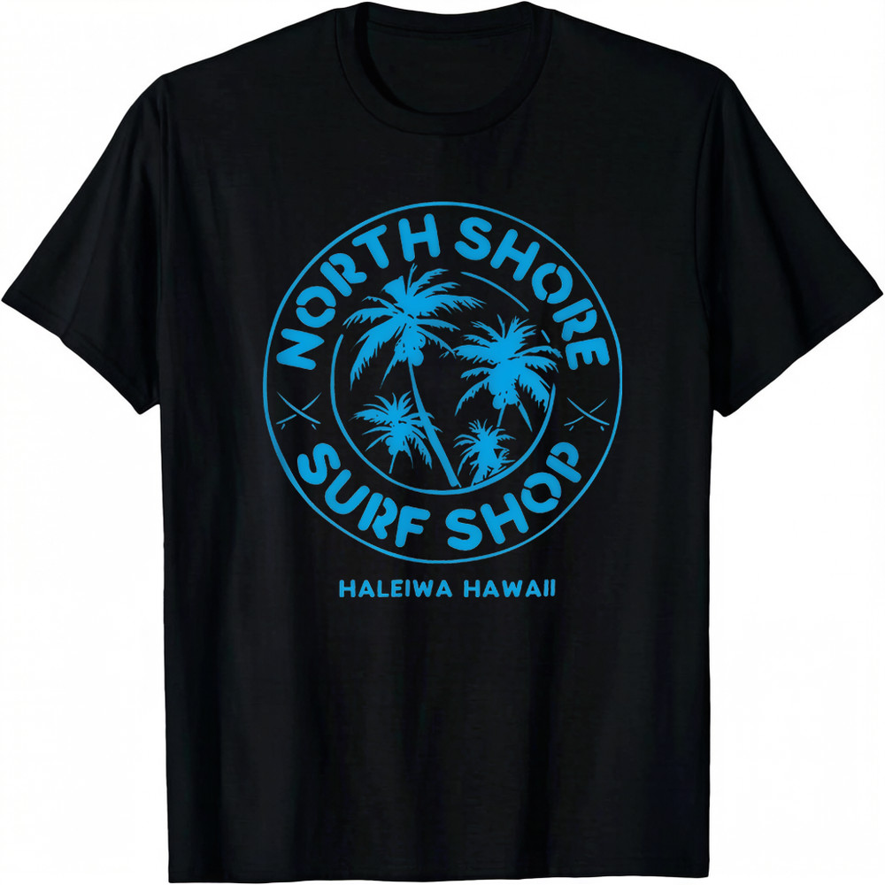 Retro Hawaiian Surf Beach Graphic Men’s T-Shirt Waikiki North Shore Style Tee