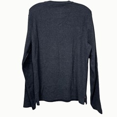 Jachs New York Tribeca Waffle Print Henley Shirt Long Sleeve Charcoal Gray S