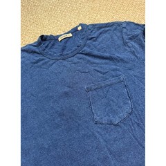 Buck Mason Mens Indigo Slub Cotton Long Sleeve Pocket Tee Blue Size M