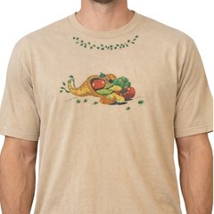 VTG 90s Jerzees Thanksgiving Cornucopia Shirt Large Tan Graphic Tee Mens USA