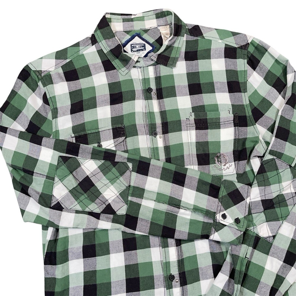 Diesel Amplified Plaid Flannel Shirt Mens XL Green Button Up L/S Y2K Style EUC