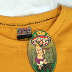 BALI INDONESIA T SHIRT MENS XXL 46×30 YELLOW COTTON SHORT SLEEVE TROPICAL KRISNA