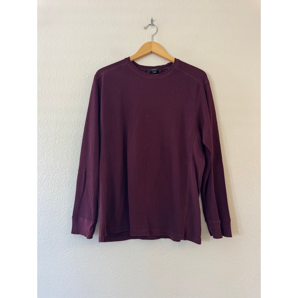 Vince Thermal Shirt Waffle Knit Pima Cotton XL Burgundy Maroon Long Sleeve Mint
