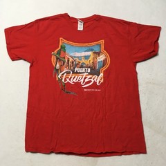 Red Puerto Quetzal Guatemala Mens T-shirt L