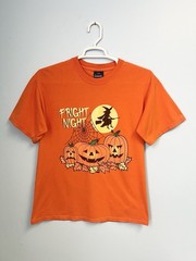 Vintage 90s Halloween Fright Night T Shirt Witch Spooky Jack O Lantern Large