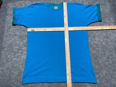 Vtg DISTRESSED Blue Single Stitch 1990’s Shirt sleeve cuff collar Blank L Skate
