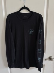 Rip Curl Black Long Sleeve Graphic T-Shirt Men’s Large Palm Tree Standard Fit