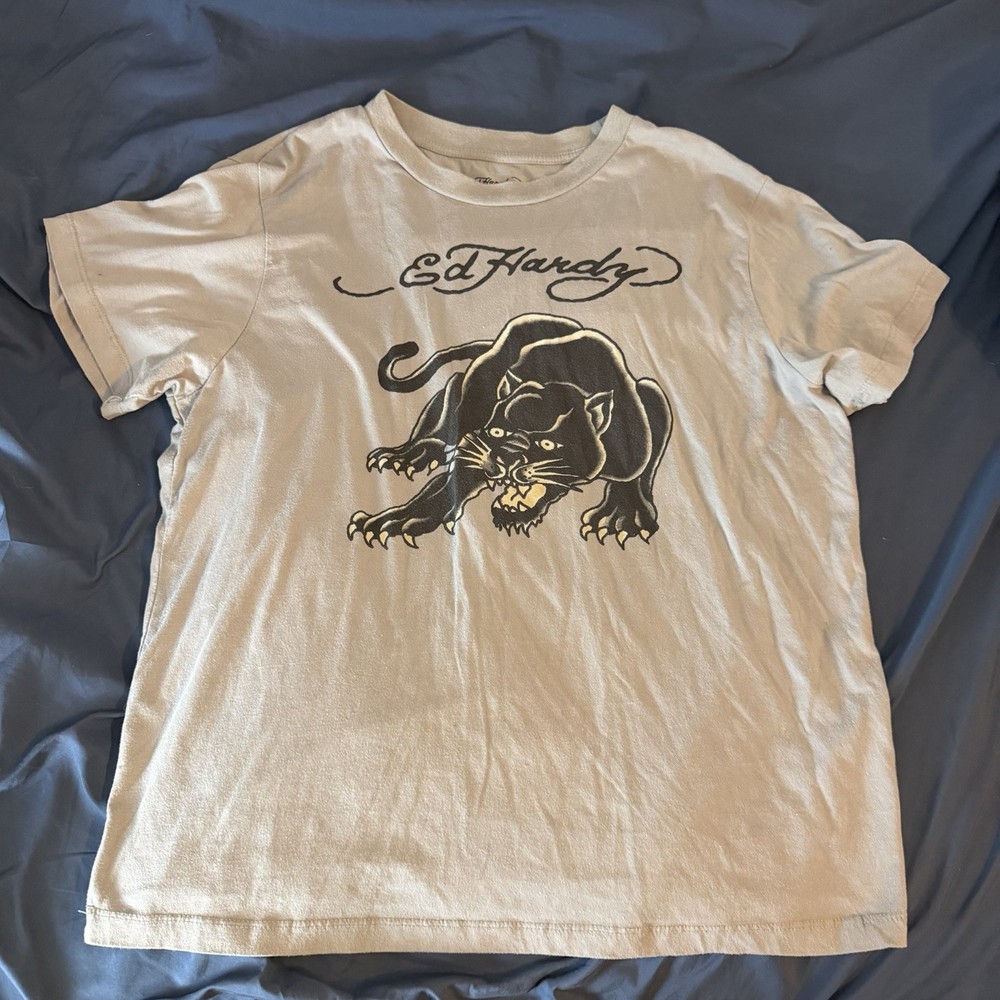 Ed Hardy Black Panther Logo T Shirt size large