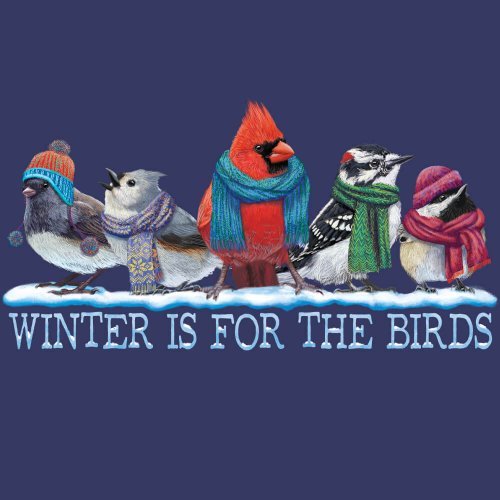 Winter T-shirt S M XL For the Birds Cotton NWT NEW Blue