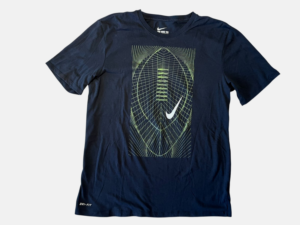 NIKE FOOTBALL Black/Yellow Swoosh DRI-FIT SHIRT Summer Training Gym Men’s L