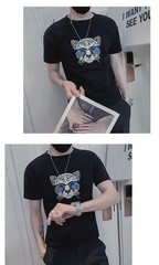 Men’s Designer Embroidered Leopard Head T-Shirt Slim Fit Casual Summer Tee