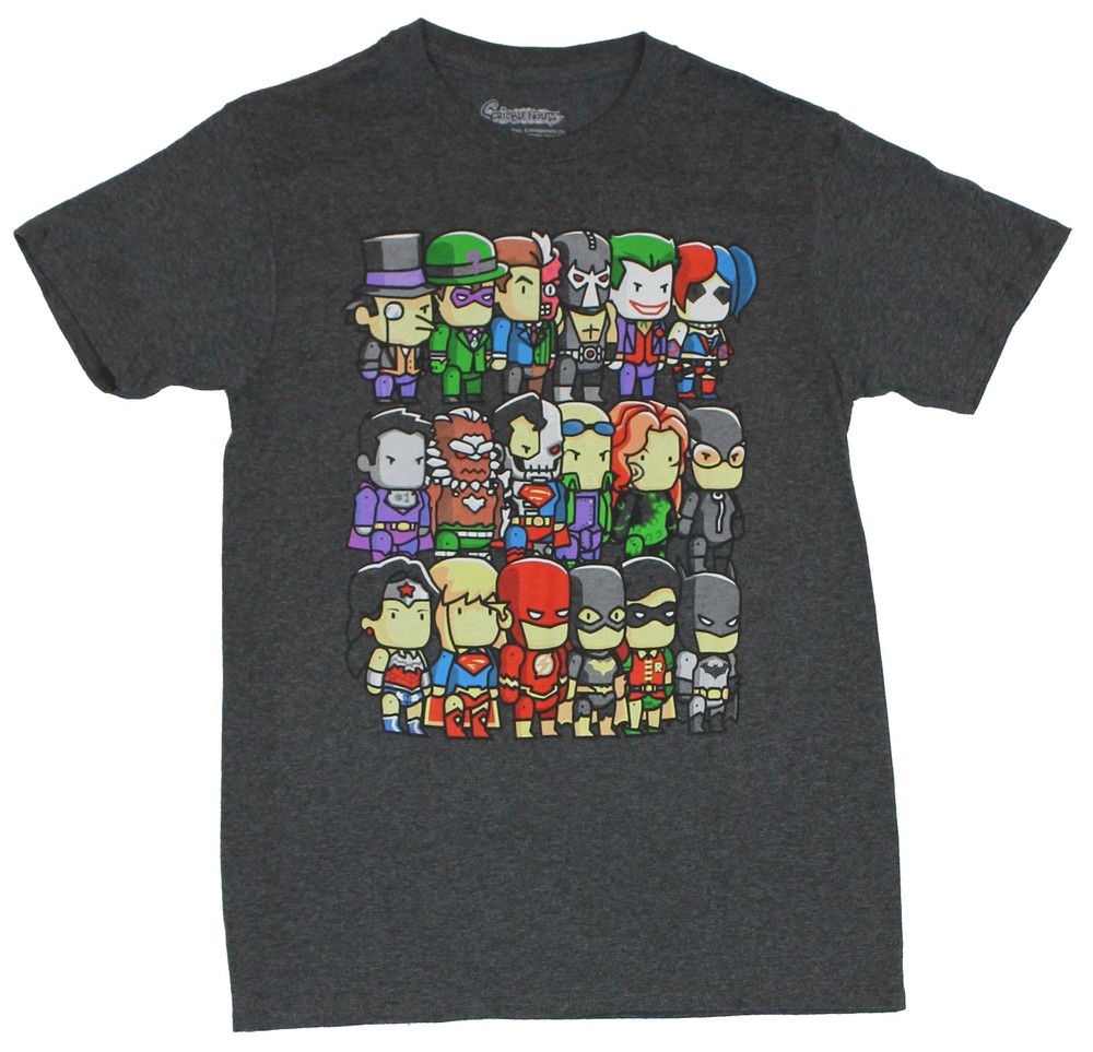 DC Comics Adult New T-Shirt – Scriblenaut Styled Villians & Heroes DC Universe