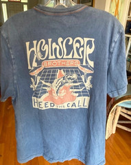 HOWLER BROTHERS MENS SIZE MEDIUM T SHIRT-BLUE COTTON-FISH LOGO ON BACK-POCKET