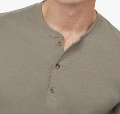 Hanes Comfortblend Originals T-Shirt, Long Sleeve Cotton Henley for Men-SMALL