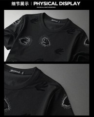 New Men Luxury Diamond Hands Rhinestones Fashion Black T-Shirt High Quality