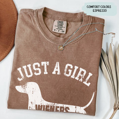 Just A Girl Who Loves Wieners Shirt, Dachshund Dog Tee, Comfort Colors 1717