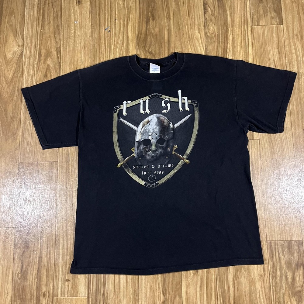 Y2K Rush Tour Shirt Mens Large Black Snakes & Arrows Skull Rock Graphic Tee 2008