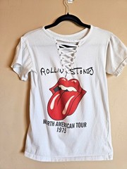 The Rolling Stones – white lace up T shirt North American Tour 1975