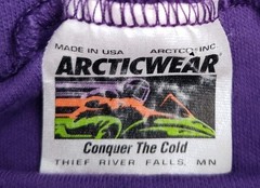 Vtg Arctic Cat Long Sleeve Turtleneck Mens Purple Size Small USA Made Cotton
