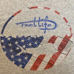 Reel Life Mens T-Shirt XL Gray Heather Short Sleeve With American Flag Graphic