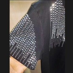 Men Rhinestone T-Shirt Luxury Hot Drill Short Sleeve Cotton Casual Slim Tee Top