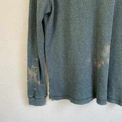 Taylor & Henry Henley Shirt Mens M Green Fair Distressed Waffle Knit Long Sleeve