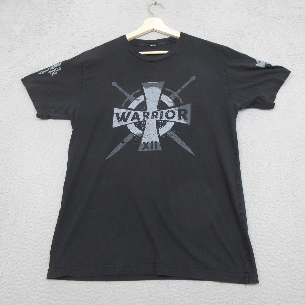 Warrior XII American Flag I Fear No Evil T Shirt Mens Large Black Knight Templar