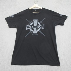 Warrior XII American Flag I Fear No Evil T Shirt Mens Large Black Knight Templar