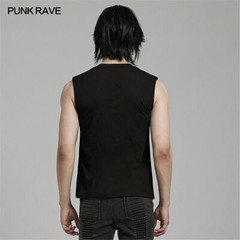 PUNK RAVE Men Black Punk Rock Gothic Steampunk Sleeveless Tops Tank Vest